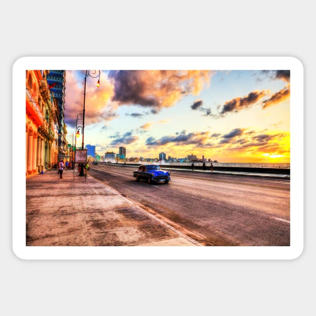 Malecon Sunset, Havana, Cuba Sticker by tommysphotos